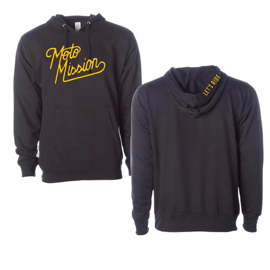 Black and Gold Moto Mission Hoodie