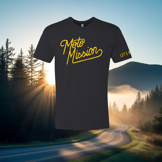 Black and Gold Moto Mission Shirt